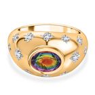 , Weißer Zirkon Ring 925 Silber 750 Gelbgold Vermeil (Größe 17.00) ca. 1,66 ct