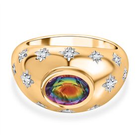 Nebula Quarz und Zirkon Ring, ca. 1,66 ct.