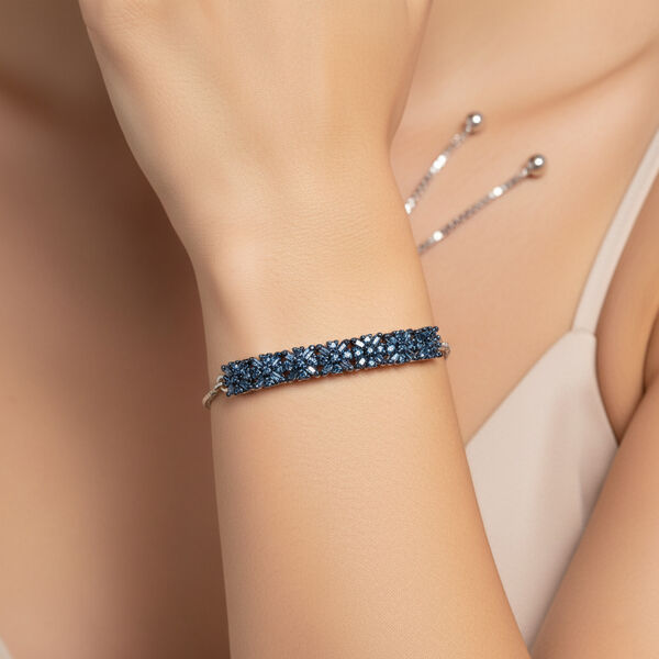 D'Joy Blauer Diamant Armband ca. 26.75 cm 925 Silber rhodiniert ca. 0.50 ct image number 2