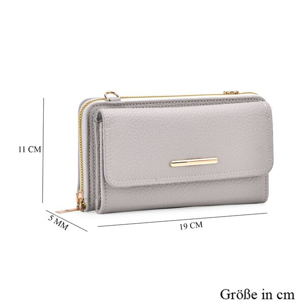 Crossbody-Tasche mit Klappfach, gemustertem Trageriemen und RFID-Schutz - 19x5x11 cm, Grau image number 7