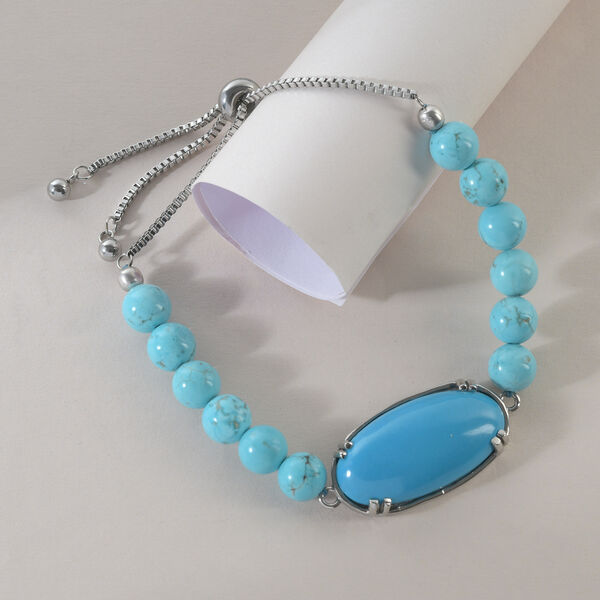 Flexibles, blaues Howlit Bolo-Armband, ca. 16-24, Edelstahl ca. 18,00 ct image number 2