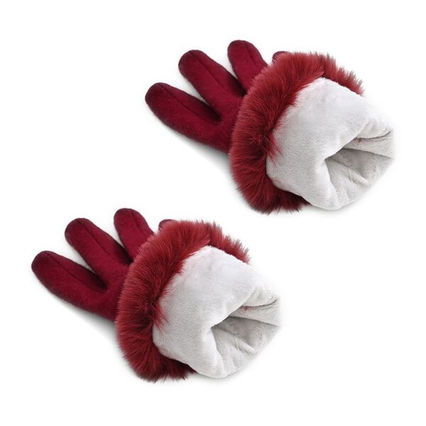 Kaschmir-Handschuhe mit Kunstfellbesatz und Touchscreen-Funktion, One Size, Rot image number 4
