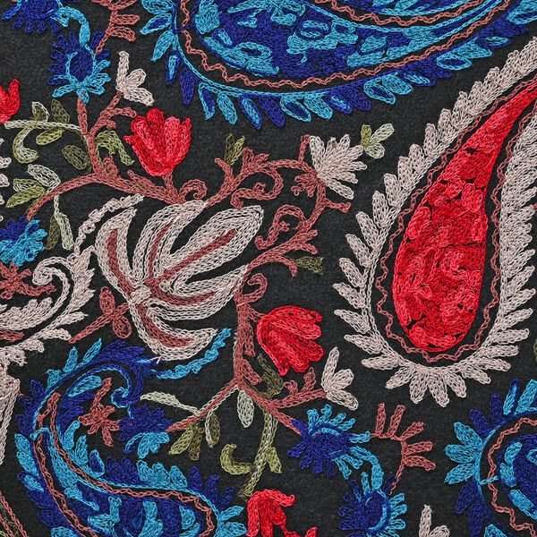 Bestickter Schal mit Paisley Bord&uuml;re, Schwarz image number 3