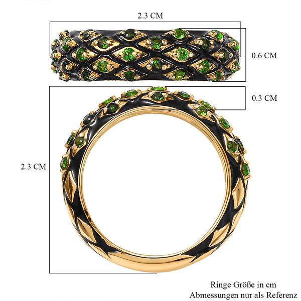 GP Trionfo Serpentine Kollektion - Kanchanaburi Blauer Saphir, Nat&uuml;rlicher Chromdiopsid Ring 925 Silber 750 Gelbgold Vermeil (Gr&ouml;&szlig;e 20.00) ca. 0.48 ct image number 6