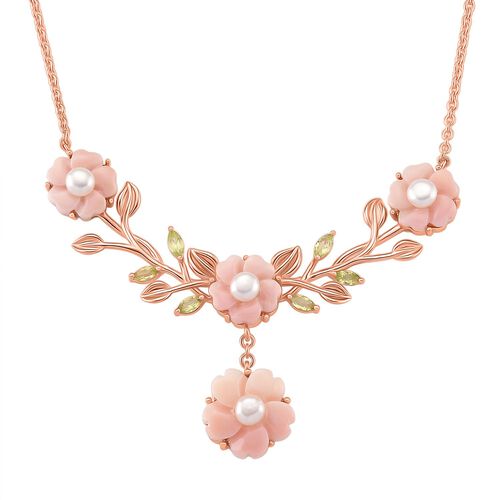 D'Joy Peridot, Natürlicher Rosa Königsmuschel Perle Halskette ca. 45 cm 925 Silber Roségold Vermeil image number 0