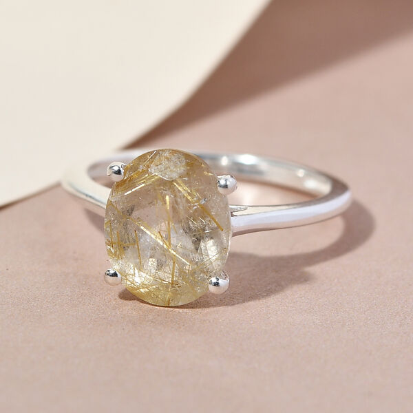 Goldener Rutil-Quarz-Ring, 925 Silber  ca. 2,39 ct image number 2