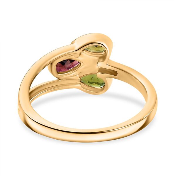 D joy Mehrfarbiger-Turmalin Ring 925 Silber 750 Gelb Vergoldet (Größe 19.00) ca. 0.60 ct image number 6