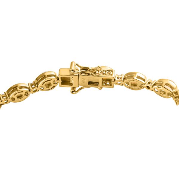 Nat&uuml;rliches, &auml;thiopisches Welo Opal und wei&szlig;es Zirkon-Armband, ca. 19 cm, 925 Silber vergoldet ca. 7.35 ct image number 4