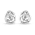 Handgearbeiteter Polki Diamant Ohrstecker 925 Silber platiniert ca. 0,25 ct