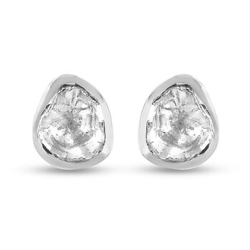 Handgearbeiteter Polki Diamant Ohrstecker 925 Silber platiniert ca. 0,25 ct