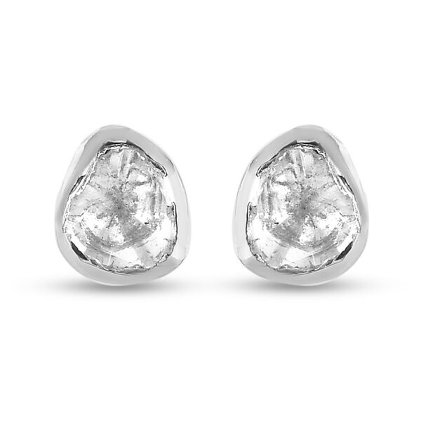 Handgearbeiteter Polki Diamant Ohrstecker 925 Silber platiniert ca. 0,25 ct