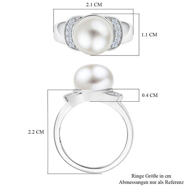 EverTrue S&uuml;&szlig;wasser Perle und Zirkon Ring in Silberton image number 7