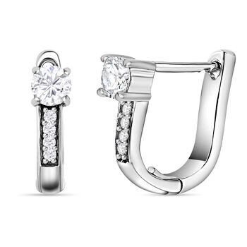 Moissanit Ohrringe, 925 Silber platiniert, ca. 0.54 ct