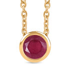 D'Joy Afrikanischer Rubin (Fissure gef&uuml;llt) Schmuckset ca. 50 cm 925 Silber Gelbegold und 316L Edelstahl Gelbegold ca. 1,28 ct.