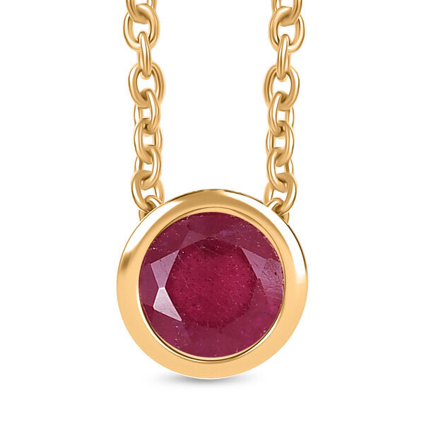 D'Joy afrikanischer Rubin Anh&auml;nger mit 50cm Edelstahl-Kette,  925 Silber in Goldton  - 1,28 ct.