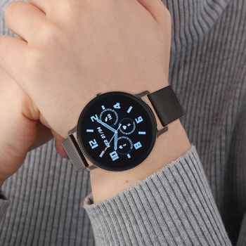 Eleganz Mesh HiWatch Plus, Schwarz Smartwatch mit Dual-Modus Bluetooth, 1,28 IPS Display und Wassergesch&uuml;tztes Design