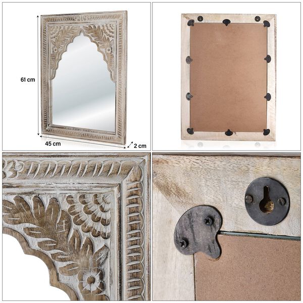 NAKKASHI - handgefertigter Wandspiegel aus Mangoholz, 61 x 45 cm image number 5