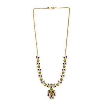 D&rsquo;Joy Peridot, Rhodolith Granat and Zirkon zweifarbige Halskette, 45cm - 12,80 ct.