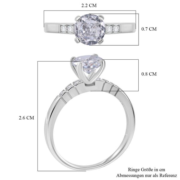 LUSTRO STELLA - Weißer Zirkonia Ring 925 Silber rhodiniert (Größe 17.00) image number 4