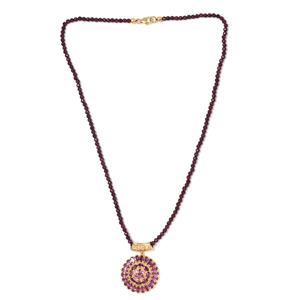 Rhodolith Granat Halskette ca. 50 cm 925 Silber vergoldet ca. 123,60 ct image number 4