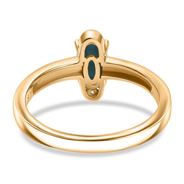 AA Sleeping Beauty Türkis, Weißer Zirkon Ring 925 Silber 750 Gelb Vergoldet (Größe 18.00) ca. 0,62 ct image number 6