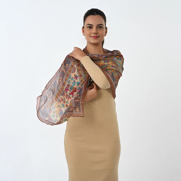 LA MAREY - Seidenschal 100% Seide 50 x 170 cm Mehrfarbig