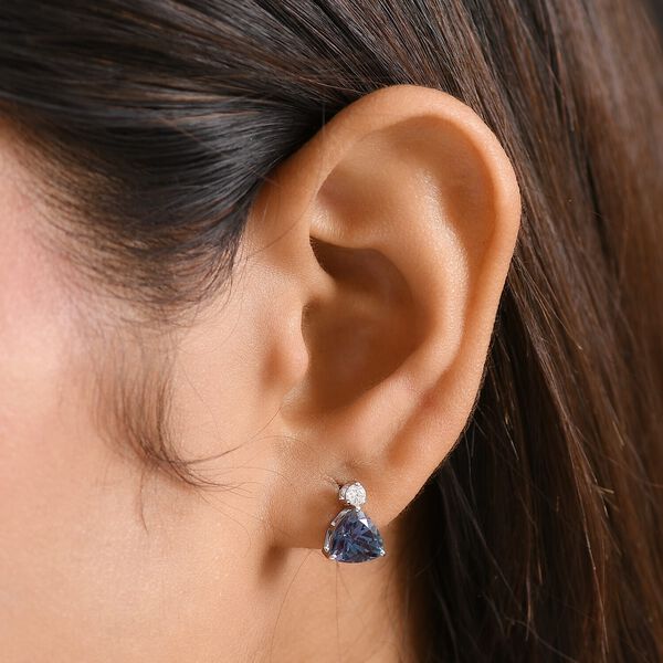 AAA Lab Grown Alexandrit, Lab Grown Diamant Ohrringe 417 Gold ca. 3.33 ct image number 2