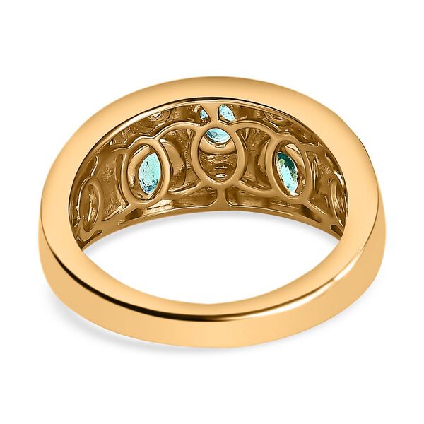 AAA Smaragd, Weißer Zirkon Ring, 925 Silber Gelbgold Vermeil, (Größe 17.00) ca. 0.61 ct image number 6