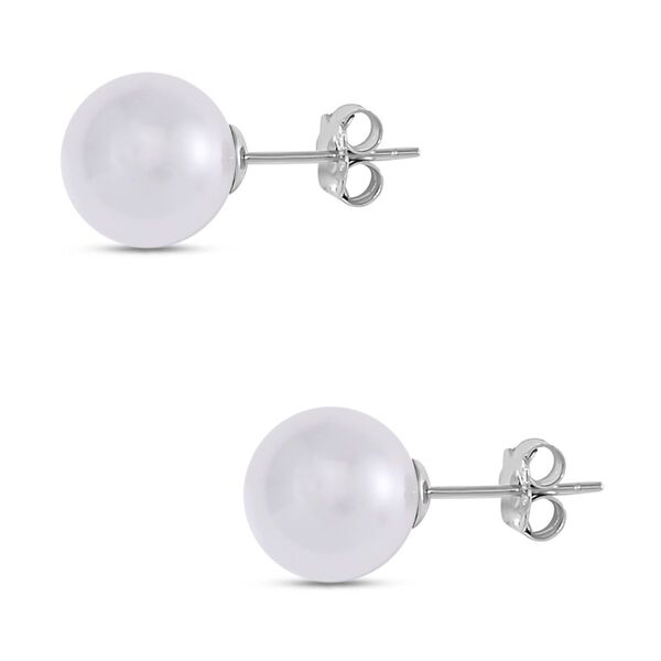 Wei&szlig;e Muschelkernperle Ohrringe 925 Silber rhodiniert image number 4