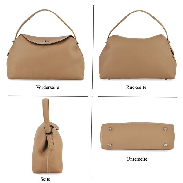 Echtleder Crossbody Tasche, 32x19x11cm, Khaki image number 4