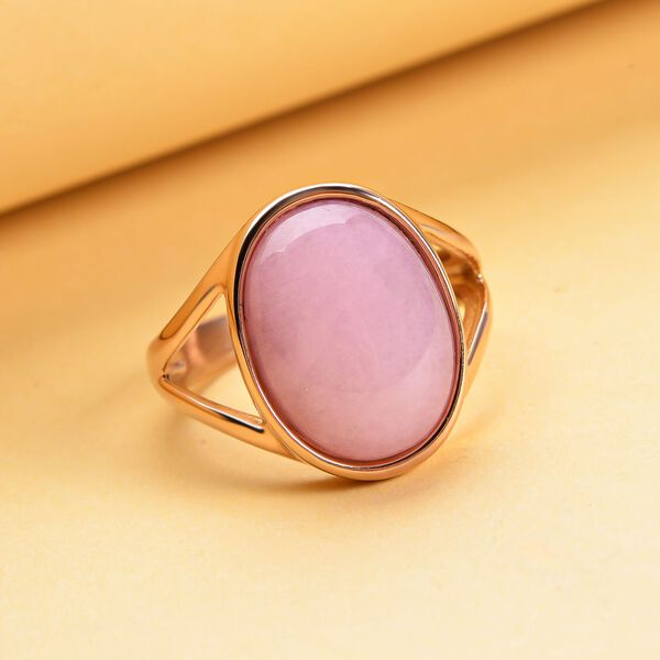 Rosenquarz-Ring, reiner Edelstahl ros&eacute;farben  ca. 10,00 ct image number 2