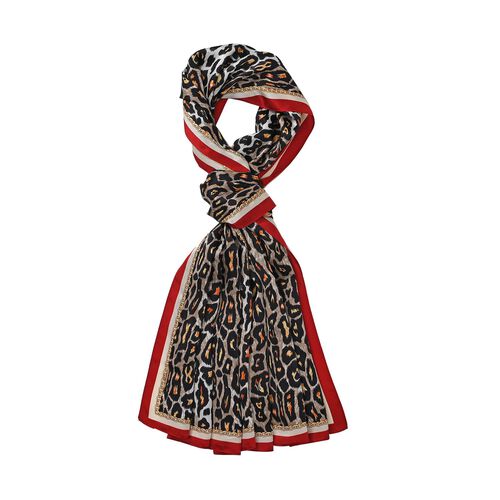 LA MAREY - 100% Maulbeeren-Seidenschal, Chiffon, 55x170 cm, Leopardenmuster image number 0