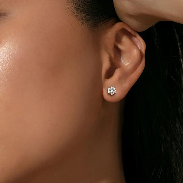 LUXURIANT 1 ct. SGL zertifizierte VS Labor Diamant Ohrringe, 925 Silber 750 Gelbgold Vermeil image number 5