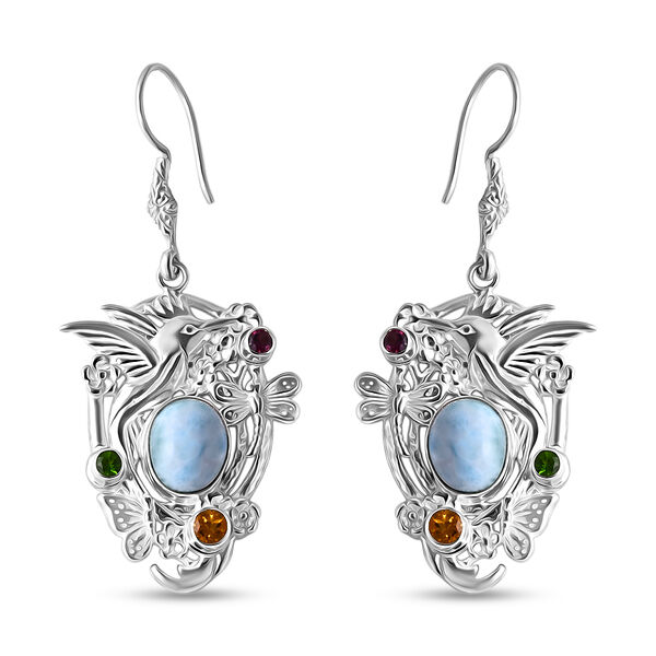 D'Joy Royal Bali Larimar, Citrin, Rhodolith Granat und Chromdiopsid Ohrringe - 9,76 ct.