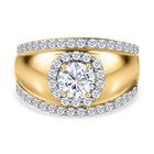 Moissanit Ring, 925 Silber vergoldet, (Größe 21.00) ca. 1.19 ct