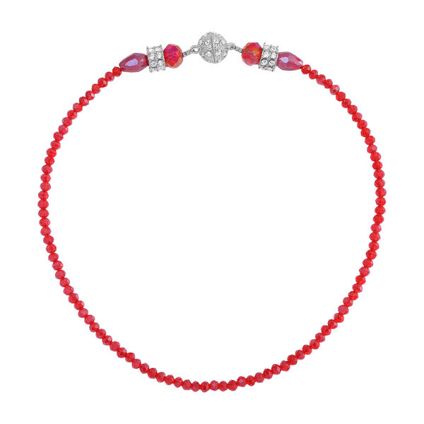 2er Set - Rot Kristall, Wei&szlig;er Kristall Halskette und Ohrringe image number 4