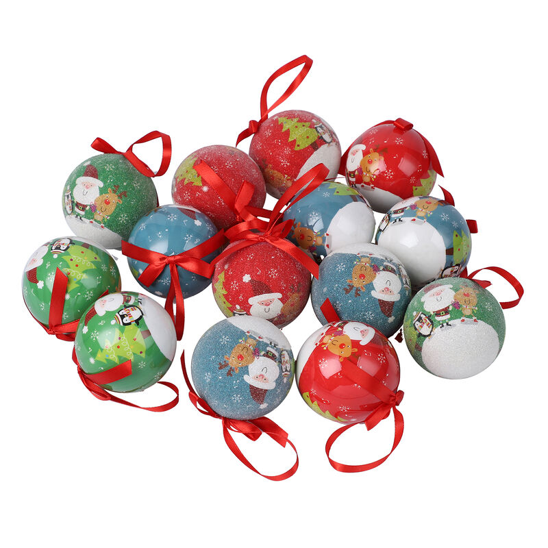 14er-Set Weihnachtskugeln in Geschenkbox, Weihnachtsmotiv, Durchmesser 7,5 cm, Mehrfarbig image number 0