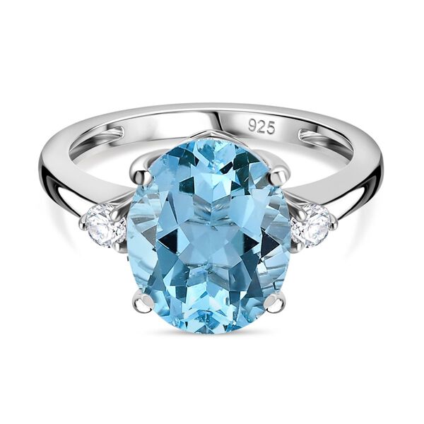 AA Himmelblauer Topas Schmuckset 925 Silber platiniert ca. 12,17 ct. image number 4