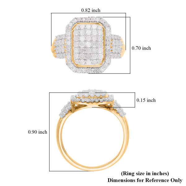 Weißer Diamant Ring, 925 Silber Gelbgold Vermeil, (Größe 21.00) ca. 1.00 ct image number 6