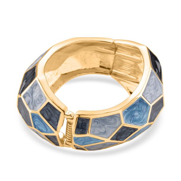 Emaille-Armreif im Facetten-Design, ca. 18 cm, Blau image number 5