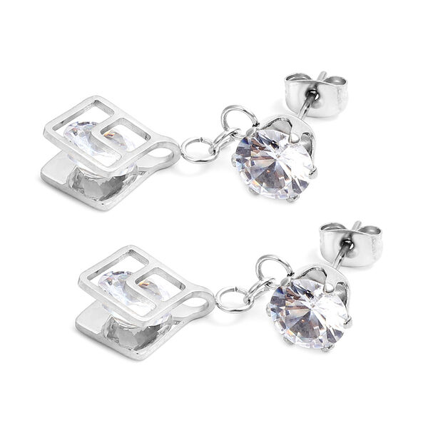 2er-Set Wei&szlig;er Zirkonia Halskette und Ohrringe Edelstahl ca. 4,50 ct image number 6