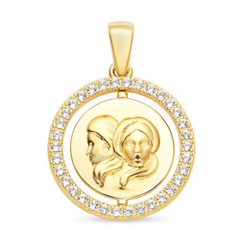 Wei&szlig;er Zirkon Zwilling-Anh&auml;nger, 925 Silber vergoldet ca. 0.64 ct