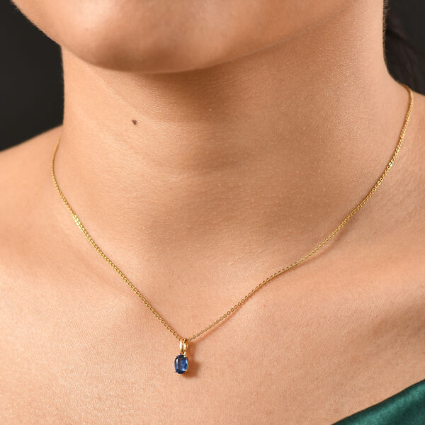 Nat&uuml;rlicher Kaschmir-Kyanit Anh&auml;nger 925 Silber vergoldet ca. 0.62 ct image number 3