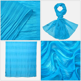 LA MAREY - 100% Maulbeeren-Seidenschal, Chiffon, 60x170 cm, Blau-T&uuml;rkis