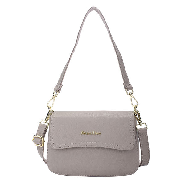 SENCILLEZ - 100% echte Leder Umh&auml;ngetasche f&uuml;r Damen, Gr&ouml;&szlig;e 22x6x14 cm, Hellgrau image number 0