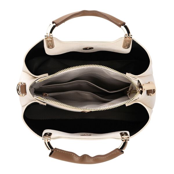 LA MAREY Crossbody Tasche mit Rei&szlig;verschlussf&auml;chern und verstellbarem Schulterriemen, 25x20x11cm, Cremewei&szlig; image number 6