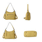 Handtasche aus 100% echtem Leder mit abnehmbarem Riemen, Gelb  image number 3