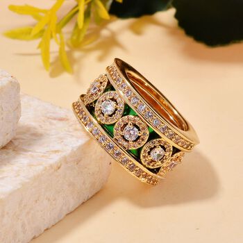 Wei&szlig;er Kristall Ring Messing (Gr&ouml;&szlig;e 18.00)