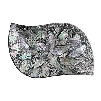 D'Joy Royal Bali- Abalone Muschel blattf&ouml;rmige Dekoschale, 925 Silber, 23x16x4cm