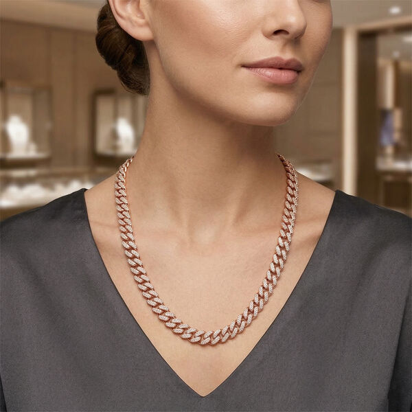 Wei&szlig;er Kristall Halskette ca. 50 cm Std Rose image number 3